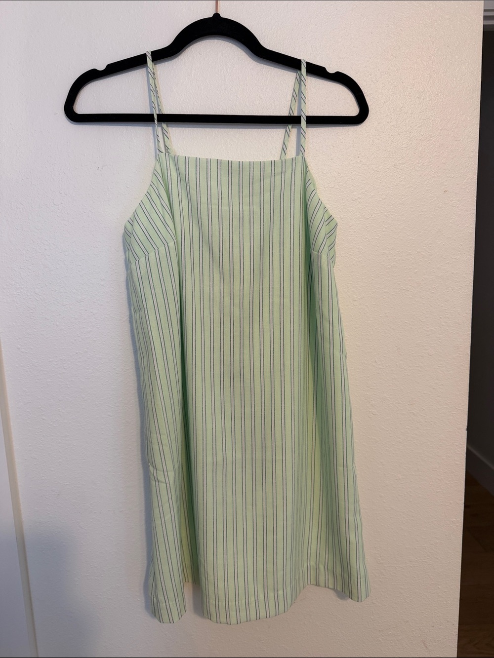 Old Navy Light Green Striped Spaghetti Strap Mini Dress